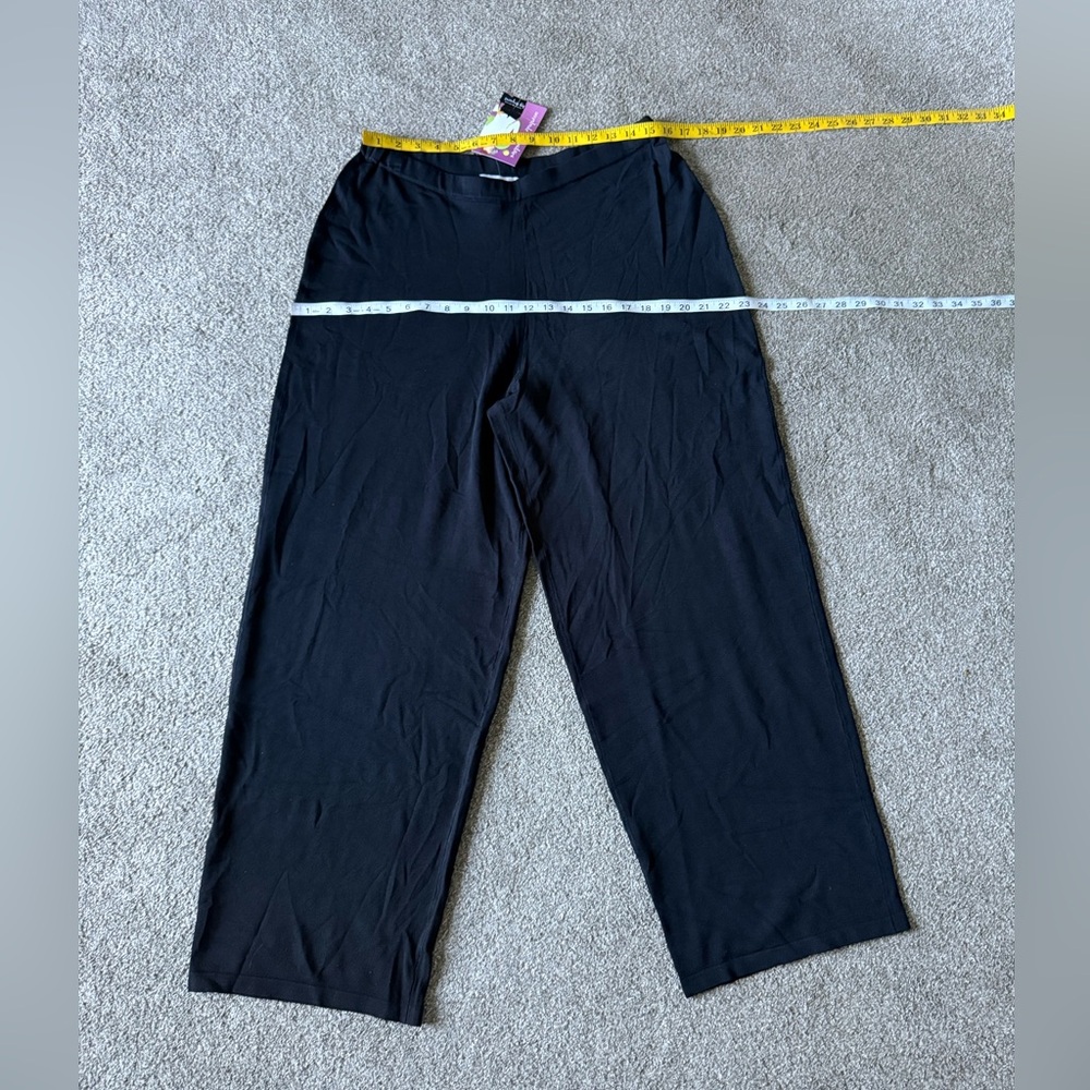 Kathy Levine pants L Palazzo Stretchy knit New with Tags black Elastic waist - Picture 6 of 9